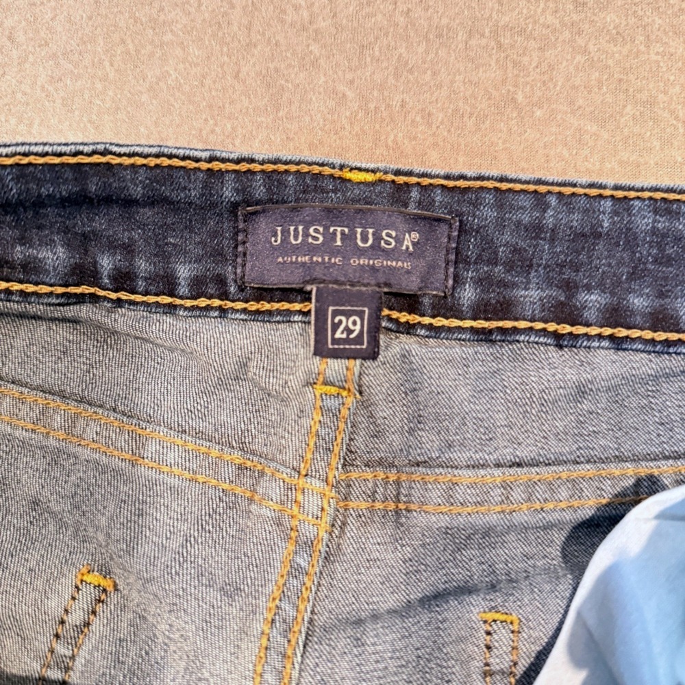 JUST USA Distressed Skinny Jeans Womens Size 29 Blue Stretch Mid Rise Frayed Hem - Picture 5 of 10